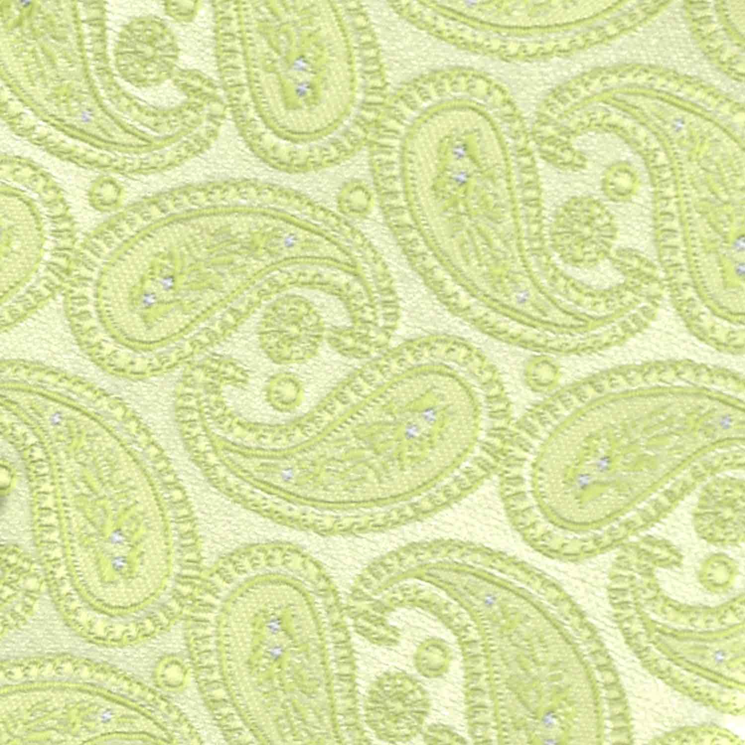 Closeup of an apple green paisley tie